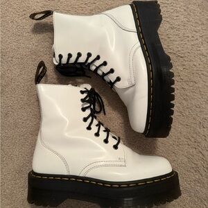 White Dr. Martens Jadon platform boot